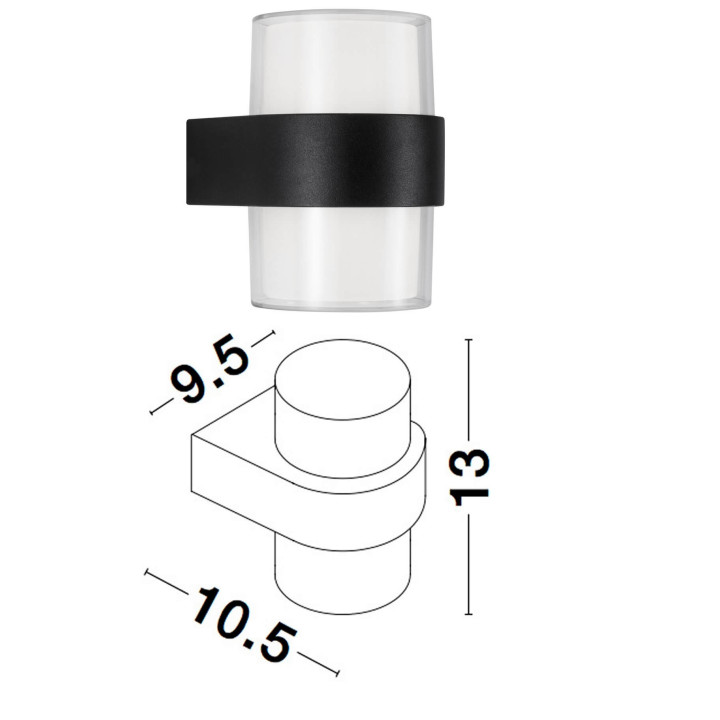 LUCES HERMOSILLO LE71596 kinkiet zewnętrzny LED IP65 czarny podw&oacute;jny