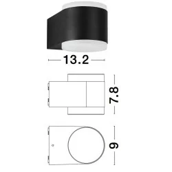 LUCES TAMAULIPAS LE71598 LED outdoor wall lamp IP54 black round 2x4W