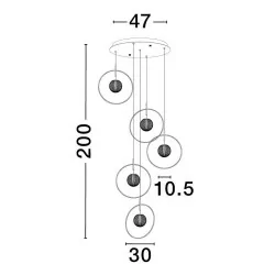 LUCES BACATA LE43201 złota lampa wisząca szklane kule 32W 3000K