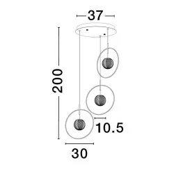 LUCES BACATA LE43202 złota lampa wisząca 3 szklane kule 19W 3000K