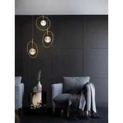 LUCES BACATA LE43202 gold pendant lamp 3 glass balls LED 19W