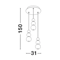 LUCES ADAN LE43214 lampa wisząca LED 23W złota, wisiorek białe kule