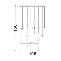 LUCES AGIL LE43219 lampa wisząca LED 106W złoto-czarna