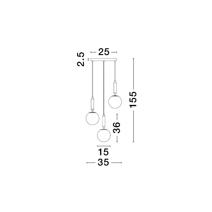 LUCES AGRO LE43223 gold pendant lamp 3 white balls