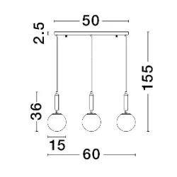 LUCES AGRO LE43225 gold pendant lamp 3 white balls