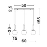 LUCES AGRO LE43225 złota lampa wisząca 3 białe kule