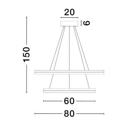 LUCES BANE LE43226 podwójna złoto-czarna lampa wisząca okrągła LED 98W