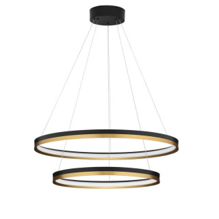 LUCES BANE LE43226 podw&oacute;jna złoto-czarna lampa wisząca okrągła LED 98W