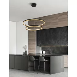 LUCES BANE LE43226 double, gold/black round LED hanging lamp 98W