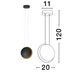 LUCES BACA LE43230 decorative hanging lamp LED black and gold round