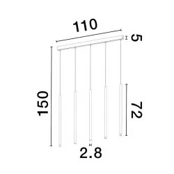 LUCES BALA LE43237 czarna lampa wisząca LED 27W długość 110cm