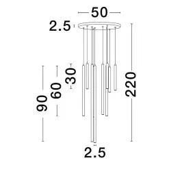 LUCES TORREON LE43238 czarne tuby wiszące LED 26W