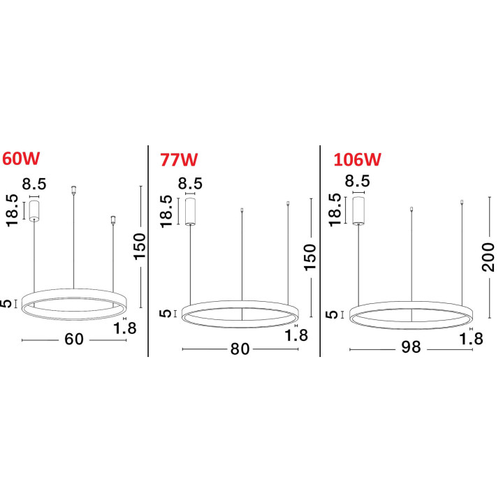 LUCES BARI LE43246/57 lampa wisząca LED g&oacute;ra/d&oacute;ł 60cm-98cm