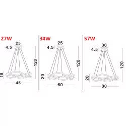 LUCES CHAPA LE43292/3/4 czarna lampa wisząca LED 45cm, 60cm, 80cm