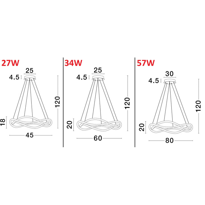 LUCES CHAPA LE43292/3/4 black LED hanging lamp 45cm, 60cm, 80cm
