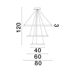 LUCES IRUN LE43301/4/7 duża lampa wisząca LED 3 koła 40cm+60cm+80cm