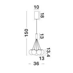 LUCES ABALA LE43309 lampa wisząca LED czarna i 7 białych kul