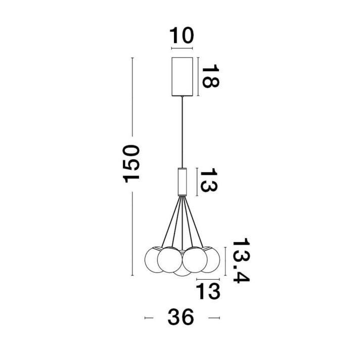 LUCES ABALA LE43309 hanging lamp LED black and 7 white balls