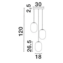 LUCES ACUYO LE43358 złota lampa wisząca 12W 3 kule moc zasilania: 12W