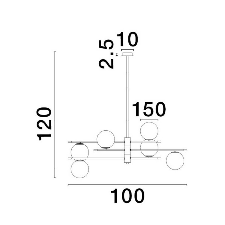 LUCES AEREO LE43370 czarna lampa wisząca z 6 kulami moc zasilania:5W
