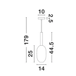 LUCES BAJOS LE43393 lampa wisząca w kolorze złotym 5W podłużna okrągła