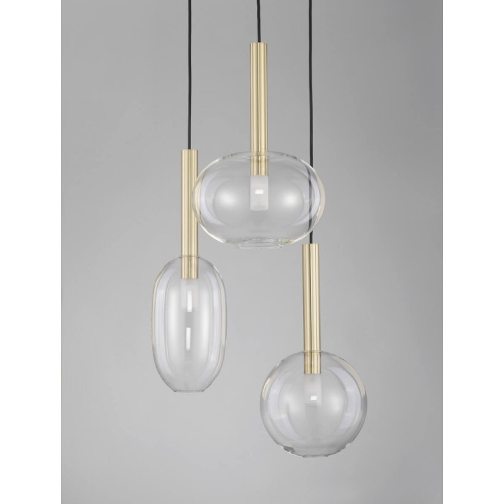 LUCES BAJOS LE43393 złota lampa wisząca w kolorze złotym 5W 3 klosze