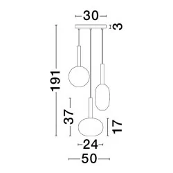 LUCES BAJOS LE43393 złota lampa wisząca w kolorze złotym 5W 3 klosze