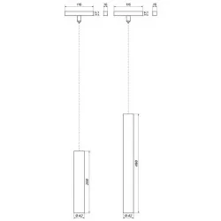 OXYLED T40 LV MULTILINE hanging tube LED white, black magnetic track