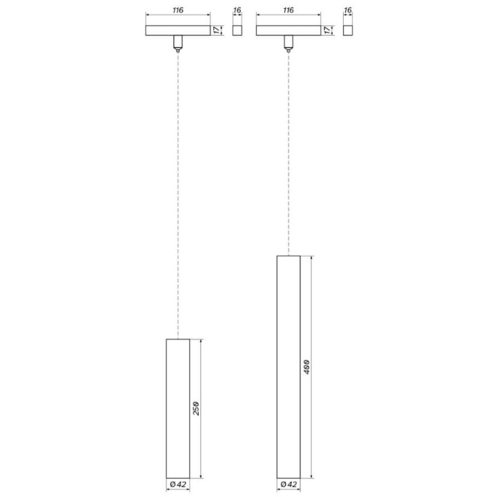 OXYLED T40 LV MULTILINE hanging tube LED white, black magnetic track
