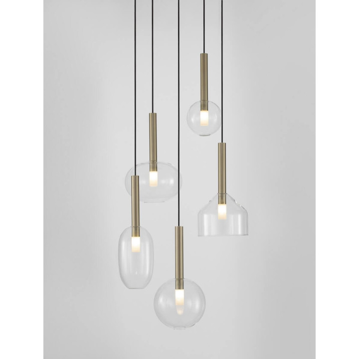 LUCES BAJOS LE43395 lampa wisząca kolor złoty 5 szklanych kloszy