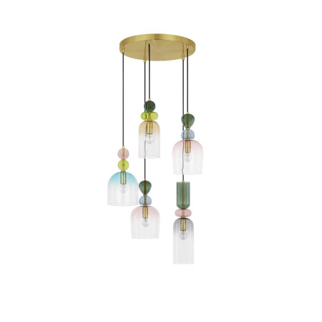 LUCES BALAM LE43400 gold pendant lamp, 5 colored shades, power: 5W