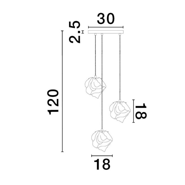LUCES BALUN LE43403 lampa wisząca w kolorze złotym 5W, trzy klosze