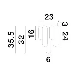 LUCES BALDE LE43408 gray ceiling lamp 5W, seven oblong shades