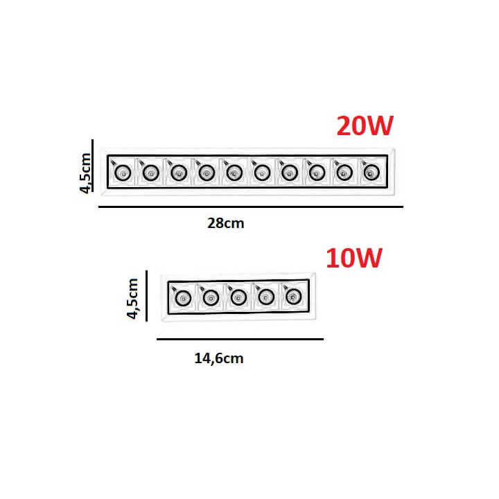 OXYLED GRETI recessed LED lamp black or white witth LED 10W, 20W