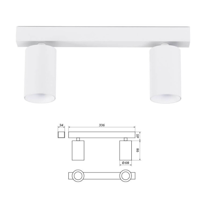 OXYLED CROSTI LACCE SLIM DUE ceinling lamp GU10