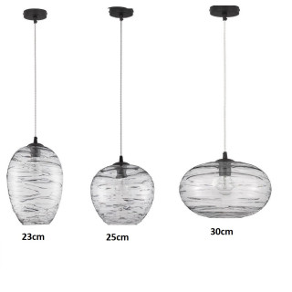 LUCES BAMBU LE43418/9/20 glass hanging lamp, three dimensions of the shade