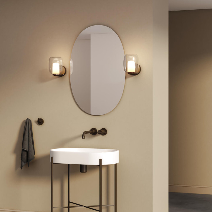 Astro Aquina Wall black/chrome wall lamp ideal for mirror lighting