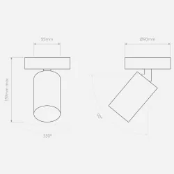 ASTRO CAN 50 Single spotlight, can be mounted on the ceiling or wall