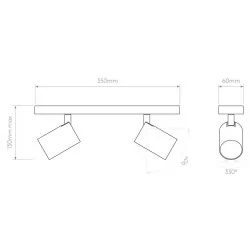 ASTRO ASCOLI Twin series of double indoor ceiling spotlights