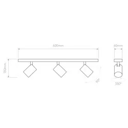 ASTRO ASCOLI Triple Bar is a spotlight with a rail-shaped base