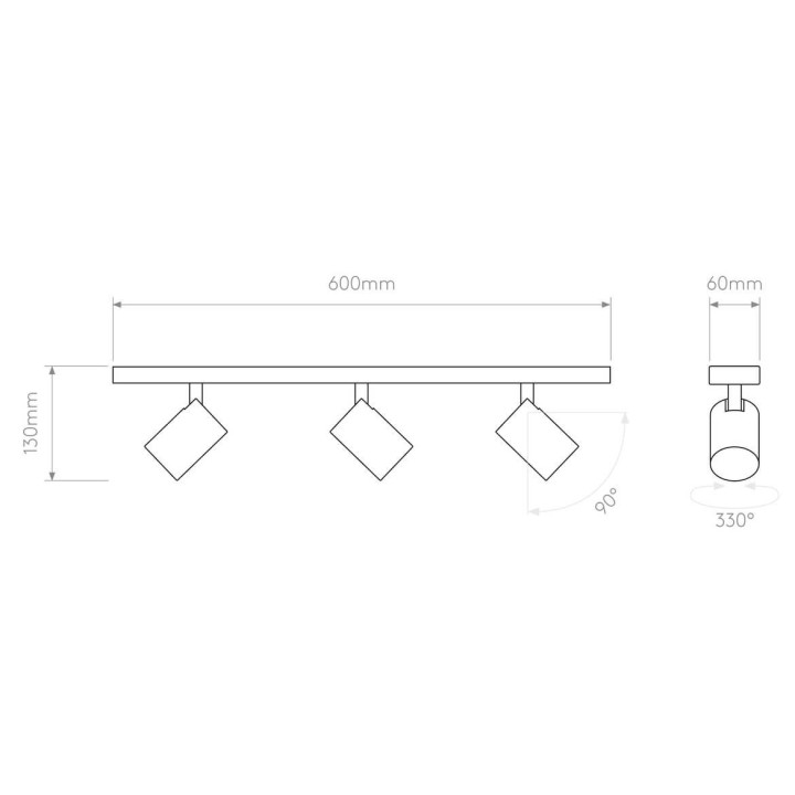 ASTRO ASCOLI Triple Bar is a spotlight with a rail-shaped base