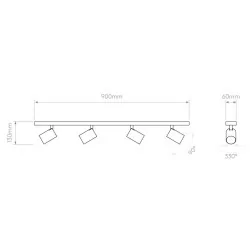 ASTRO ASCOLI Four Bar is a quadruple ceiling spotlight, 4 colors