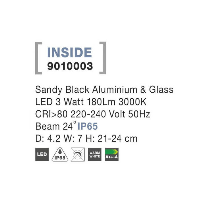 LUCES TORREJON LE71453 czarny reflektor ogrodowy, barwa swiatła  3000K
