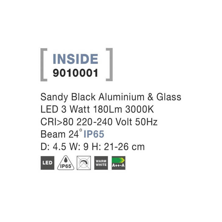 LUCES TORREJON LE71451 czarna lampa zewnętrzna, idealna do ogrodu