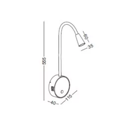 ELKIM SULTA 423 LED wall lamp 3W for reading white, black 2xUSB