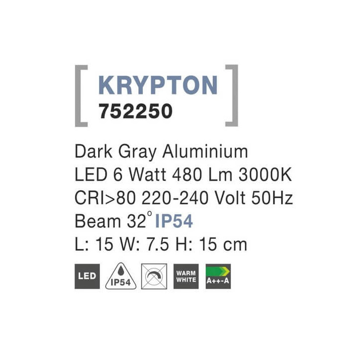 LUCES TARTAGAL LE71430 is a square garden lamp, aluminum / glass