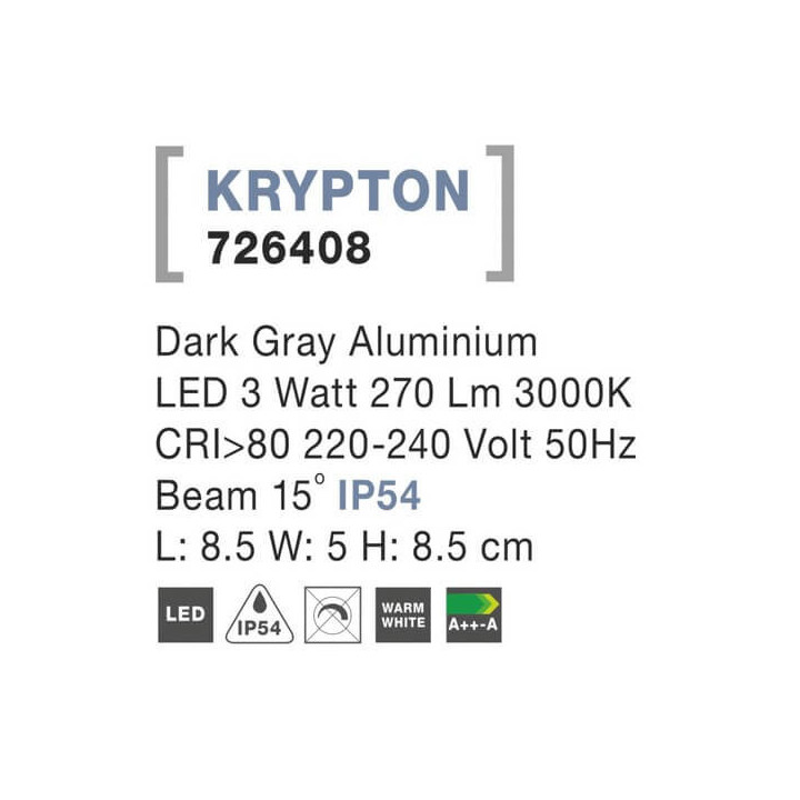 LUCES TARTAGAL LE71429 is a square outdoor lamp with a power of 3W