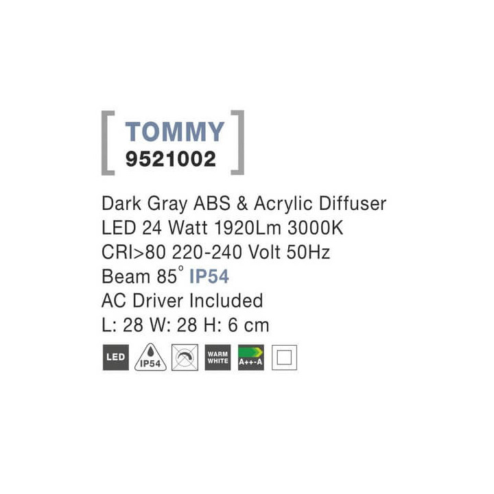 LUCES TALAVERA LE71427 to kwadratowa zewnętrzna lampa sufitowa