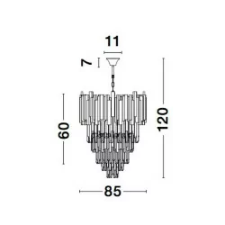 LUCES CAMPANA LE42284 lampa wisząca kryształowa złota E14