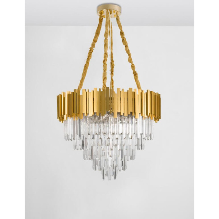 LUCES CAMPANA LE42288 lampa wisząca E14 w kolorze złotym kryształowa